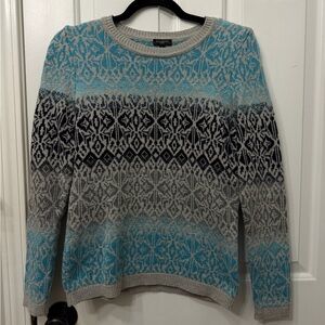 Talbots Blue and Gray Patterned Sweater